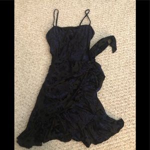 Free people blue and navy velvet wrap dress